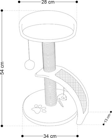 Дерев'яний кігтечка для котів Beltom® Kratzbaum 54 см, рожево-білий. Ігровий комплекс для котів