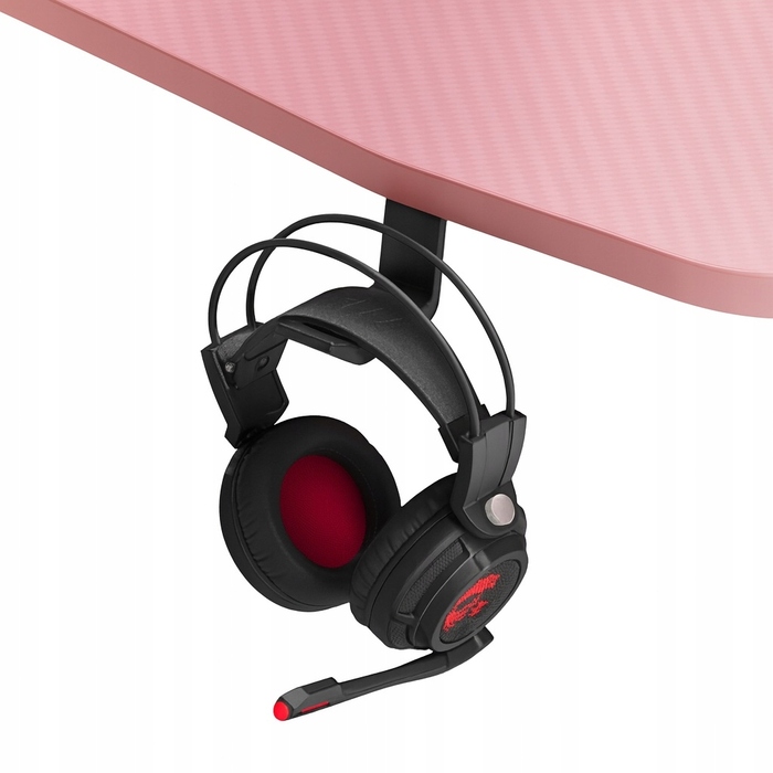 Ігровий комп'ютерний стіл з LED-підсвіткою, сучасне геймерське письмовий стіл, 120 см, рожевий