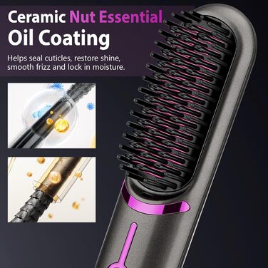 Бездротова щітка-випрямляч для волосся, 5200mAh, захист від опіків, 160°C-200°C