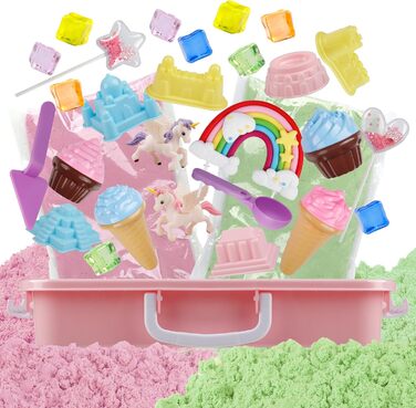 Aliex Magic Play Sand Set for Girls, Unicorn Sand Set | Magic Play Sand Toy Gift for Girls 3 4 5 6 7 8 Years