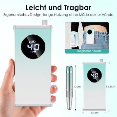 Електричний фрезер для манікюру та педикюру Profi Set 16 в 1 з LCD дисплеєм, 40000 об/хв, F/R, для гелевих нігтів, портативний, фіолетовий, блакитний, білий