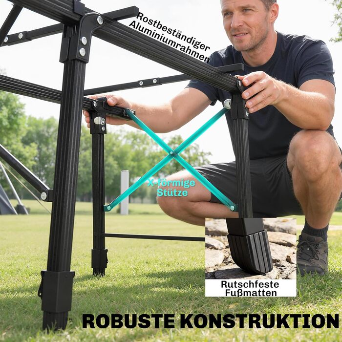 Складний алюмінієвий стіл для кемпінгу Outsunny з кошиком для зберігання, регульована висота, 90x55 см, чорний