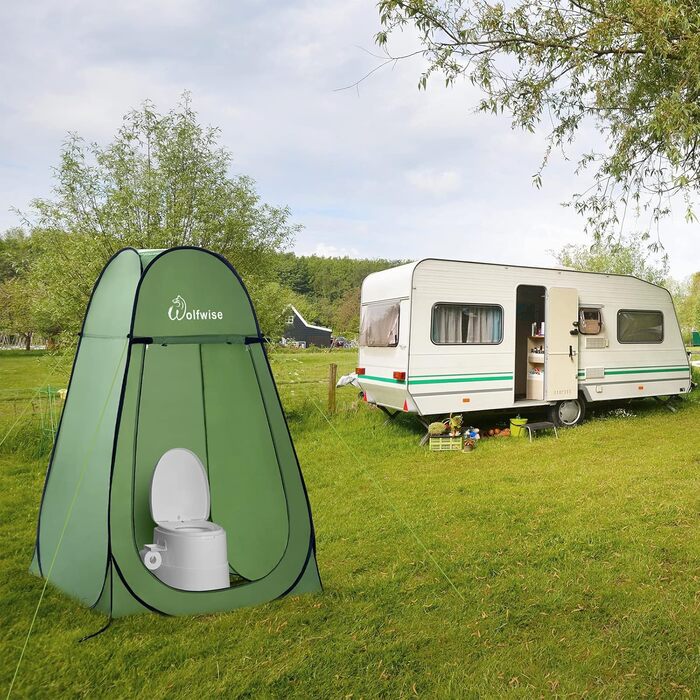 WolfWise Pop-Up Privacy Tent - Portable Camping Shower & Toilet Tent - Outdoor Changing Room & WC Shelter for Hiking, Beach & Travel
