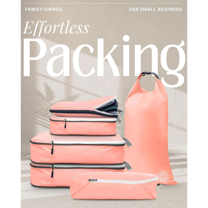 Набір кубиків для пакування TRIPPED: Органайзери для подорожей, 6 шт. (білий, зелений, рожевий)