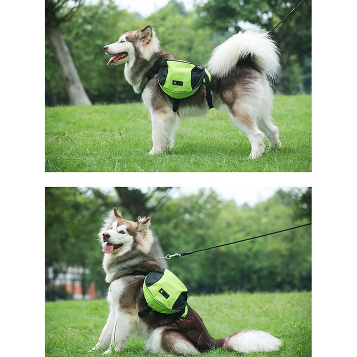 Рюкзак для собак середніх та великих порід, сумка-рюкзак для подорожей, прогулянок та тренувань, з регульованою шлейкою та ручкою (зелений, L (вага собаки 28-40 кг))