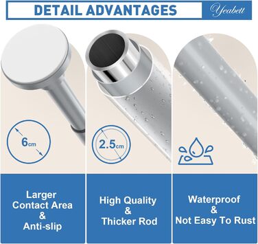 Штанга для штор без свердління, 48-119.4 см, телескопічна, кріпиться без свердління, для душу/штор, сіра (1 шт.)
