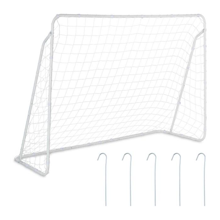 Relaxdays White Steel Football Goal