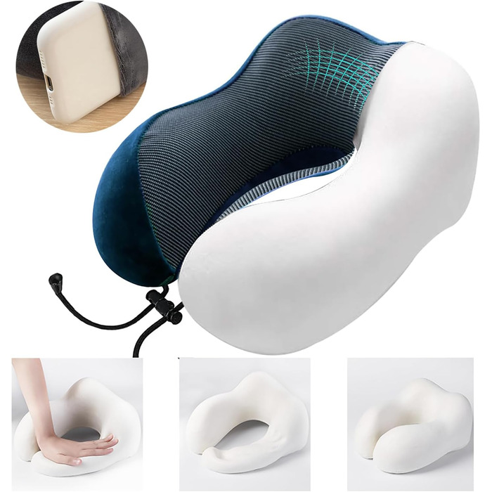 Подушка для шиї MASMAS з Memory Foam: ортопедична підтримка для подорожей (чорна)