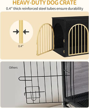 Клітка для собак Hzuaneri, 100 см, з 3 дверцятами, сучасний дизайн, для дому, чорне золото, DFC84101B