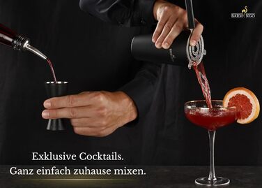 BARMINGO Stainless Steel Cocktail Set - 11 Piece Cocktail Shaker Set with Stand & Bar Accessories | Bartender Set | Cocktail Mixing Set | Bar Set | Gift Set | Black & Silver