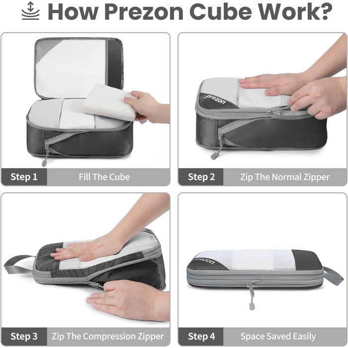 Набір компресійних органайзерів для валізи (6 шт), прозорі, сірі - економія місця, міцний матеріал