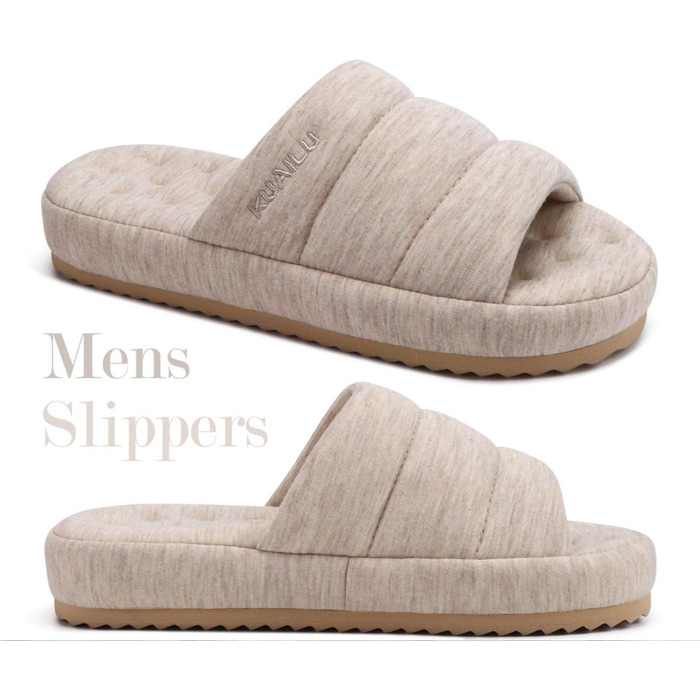 Чоловічі домашні тапочки KuaiLu: стильні, з м'якою устілкою з піною Memory Foam, для дому та вулиці (Бежевий, 49 EU)