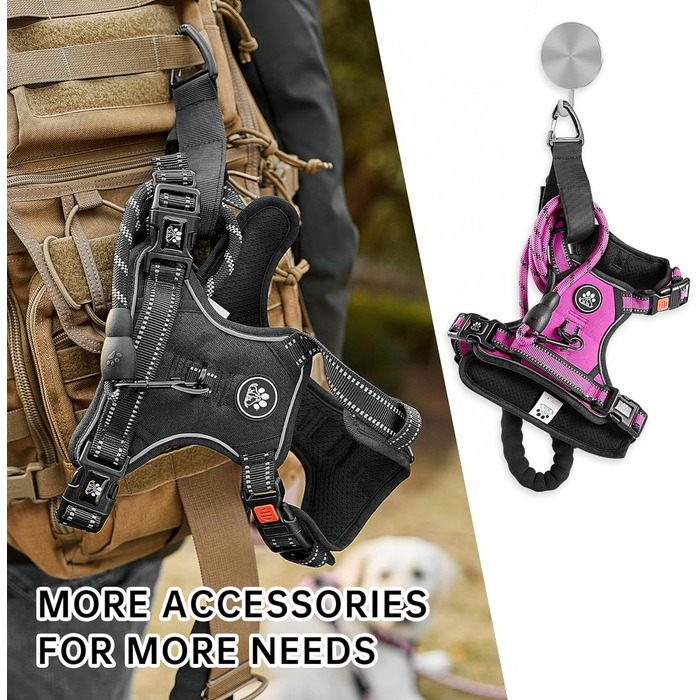 Нашийник для собак середніх порід NESTROAD, розмір M, анти-тяга, обхват шиї 33-43 см, обхват грудей 43-64 см, безпечний, з підкладкою, колір: рожевий