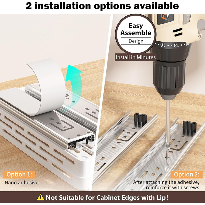 Висувна полиця-організатор для спецій у шафу, 2 шт. (ширина 10.9 см, глибина 26.9 см, висота 20.8 см)