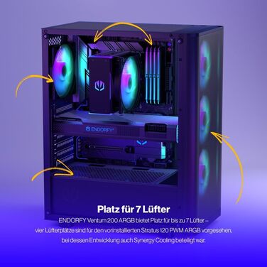 Корпус для ПК Endorfy Ventum 200 ARGB ATX з 4 вентиляторами 120 мм ARGB, скло, Mesh-фасад, широка сумісність охолодження