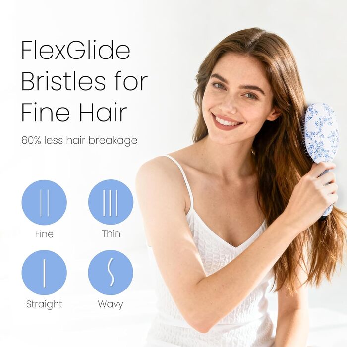 AIMIKE Rose Luxe Щітка для розчісування волосся, безболісна, з вентиляцією та ультрам'якими гнучкими щетинками, легко розплутує вузли, для мокрого та сухого волосся, для жінок, дівчаток та дітей (Porcelia Qing-Air Cushion)