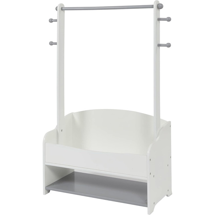 Children's clothes rack with extra storage space and clothes hangers, children's clothes rack, wooden clothes rack with storage, toddlers, children's clothes rack, white and gray