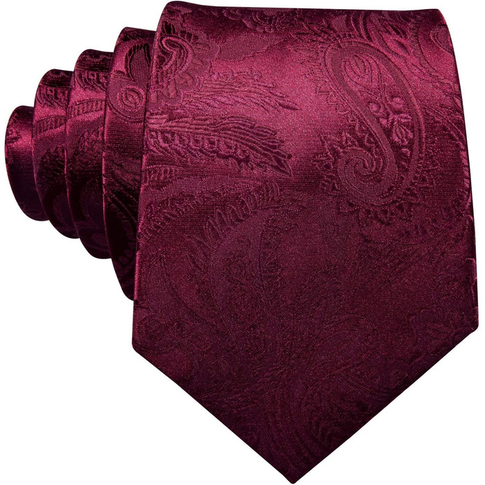 Комплект краватка, нагрудна хустинка та запонки Barry.Wang, Бургунді, для весілля та ділових зустрічей (BKAGN-5144)