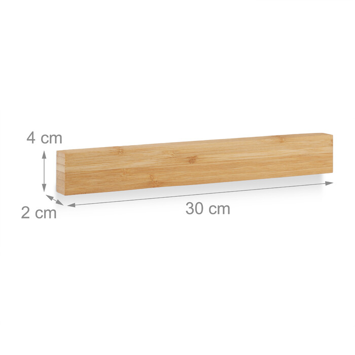 Relaxdays Bamboo Magnetic Strip, 30 cm
