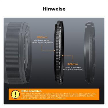 Фільтр ND K&F Concept Variabler 46mm, ND8-128 (3-7 ступенів затемнення) для фотографії пейзажів та відео, Nano-Xcel серія
