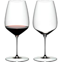 RIEDEL Veloce Cabernet/Merlot Wine Glass Set, 2-Piece, Clear Crystal Glass, Premium Machine-Made