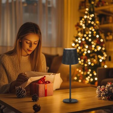 LED-лампа настільна бездротова диммируемая чорна з USB-C, сенсорна лампа з 3 колірними температурами, плавною регулюванням яскравості, регульованою висотою, IP54 вологостійка для внутрішнього/зовнішнього використання, чорна (нова версія)