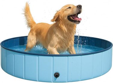 Зручний надувний басейн для собак та котів, 120x30 см, з клапаном для зливу води, неслизький, портативний