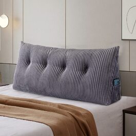 Підпорука для спини SLIGUY: трикутна подушка для ліжка, дивана, читання (120 x 50 x 20 см, сірий)