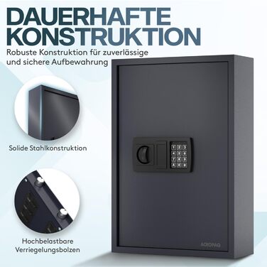 Шкафчик для ключів ACROPAQ з кодовим замком - на 100 ключів, з 100 брелоками, з електронним захистом. Великий сейф для ключів, кодовий замок, ключниця (200 ключів)