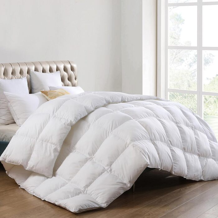 Зимова ковдра BedFantasy 240x220 см з 90% пуху, 10% пера, 100% бавовна, сертифікати Oeko-Tex, Downpass, RDS, біла
