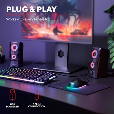 Комп'ютерні колонки Trust Gaming GXT 606B Javv 2.0 з RGB підсвічуванням, 12W, USB, чорний