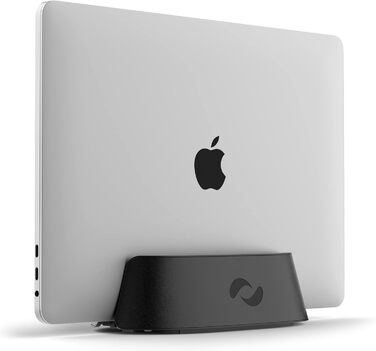HumanCentric Adjustable Laptop Stand & Dock - Leather & Aluminum Black - Vertical Stand for MacBook Pro & Laptops (0.5' - 1.5')