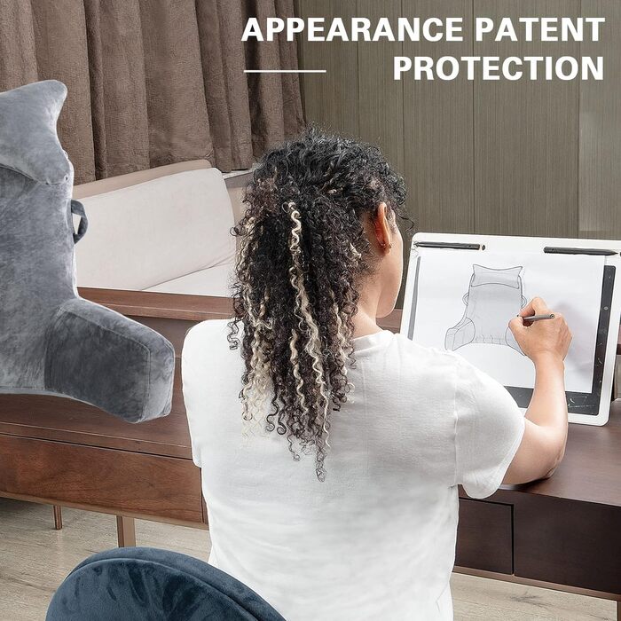 Велике крісло-мішок для читання, 78,7 см, з підголовником та підлокітниками, сіре, для читання та відпочинку