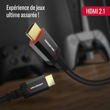 HDMI кабель 2.1 Monster 1.8м, 8K Ultra HD, 48 Gbps, для ігор, сумісний з PS5, PS4, Xbox Series X, Xbox One
