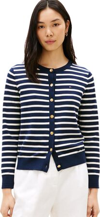 Кардиган жіночий Tommy Hilfiger Jersey Fine з ґудзиками, темно-синій (Dark Night Navy/Ivory Petal Stp), розмір S