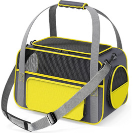 Транспортна сумка для тварин: переноска для котів та собак, сіра/жовта