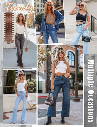 Джинси жіночі Schlaghose з високою талією, Bootcut, еластичні, світло-блакитні, розмір XL