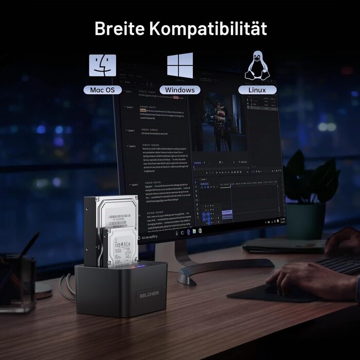 Док-станція для HDD/SSD USB 3.0 на 2 слоти, для 2.5