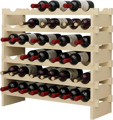 Bottle Rack Wine Rack Stackable Wine Racks 6-Tier Wine Storage for Wine Stand Bottle Holder Wine Storage Cabinet Made of Wood (48 Bottles)