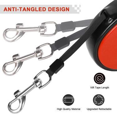 Висувна собача шлейка, 5 м, для собак маленьких та середніх порід до 25 кг, антизаплутування, міцний нейлоновий трос (рожево-білі крапки) (червоний)