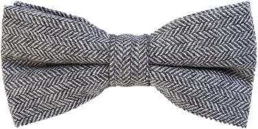 Метелик чоловічий DonDon Tweed 12x6 см з нагрудною хустинкою 23x23 см, бавовна, сіро-клітинчастий візерунок