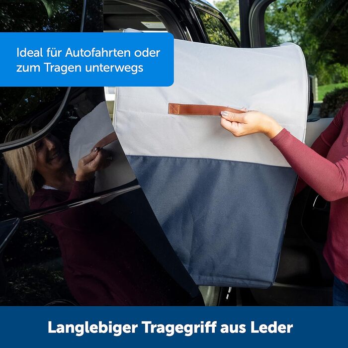 PetSafe Happy Ride Складана переноска для собак, автобокc для заднього сидіння, сітчасті дверцята для вентиляції, блакитний/сірий