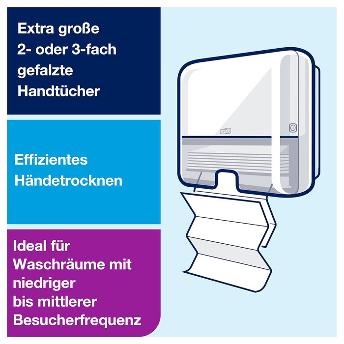 Tork Xpress Mini Spender for Multifold Towels White H2, Single Towel Dispensing, Elevation Design, 552100