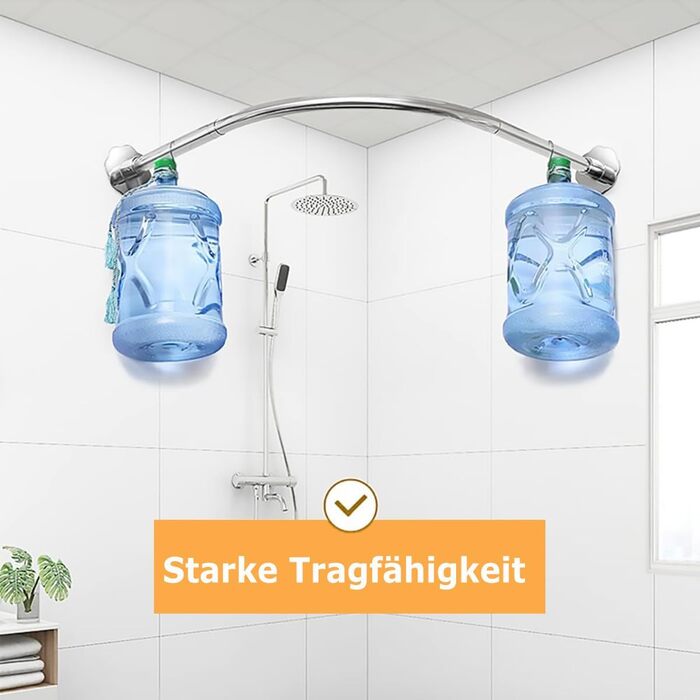 Штанга для душу U-подібної форми uyoyous, 85-120 см, не потребує свердління, з нержавіючої сталі 304, для ванної кімнати/душу