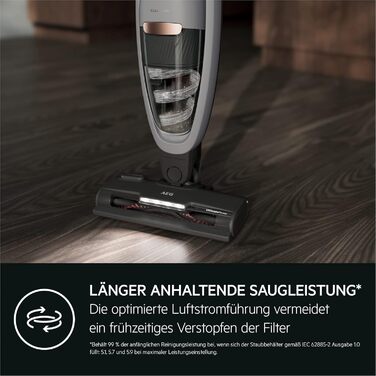 AEG CLEAN 5000 AS52CB25UG Cordless Vacuum Cleaner / 2in1 / pleasantly quiet 80 dB(A) / 58% recycled material / up to 55 minutes runtime / automatic / freestanding / all floors / incl. accessories / gray Model 2023 25.2V Gray Multi-Floor Nozzle