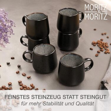 Набір столового посуду Moritz & Moritz Solid з кераміки (кам'яної маси), 12 предметів на 4 особи, антрацит