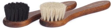 Langer & Messmer 4-Piece Shoe Brush Set Essential made of horsehair for professional shoe care of smooth leather shoes - includes polishing brushes and cream brushes