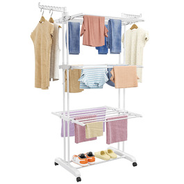 Сушилка для білизни Turm з 6 відкидними крилами та 2 бічними крилами, мобільна сушилка-вежа для дому та вулиці (біла)