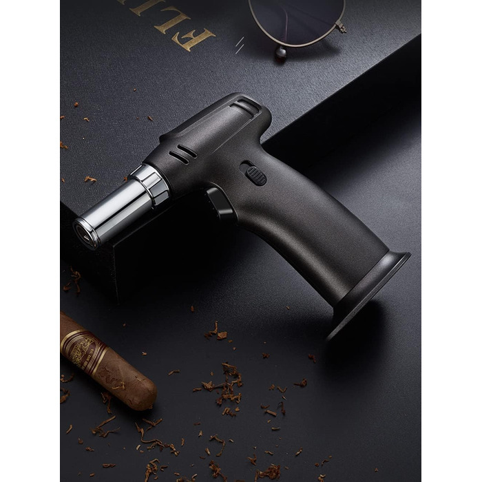 Кулінарний пальник-газовий обпалювач ibforcty, багаторазовий кухонний пальник з регулюванням полум'я та замком безпеки для десертів, крем-брюле та BBQ, чорний