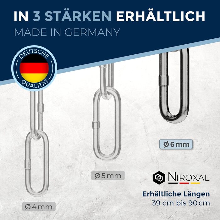 Нашийник для собак з обхватом шиї 49-53 см з нержавіючої сталі V4A, ланцюговий нашийник з запобіжником, довгі ланки 5 мм, загальна довжина 64 см